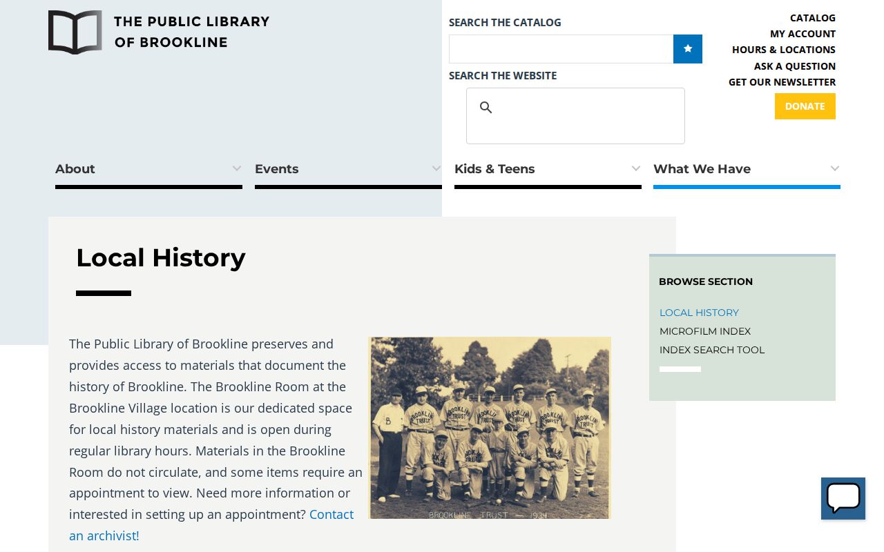 Brookline city directory access through the Brookline Room local history collection