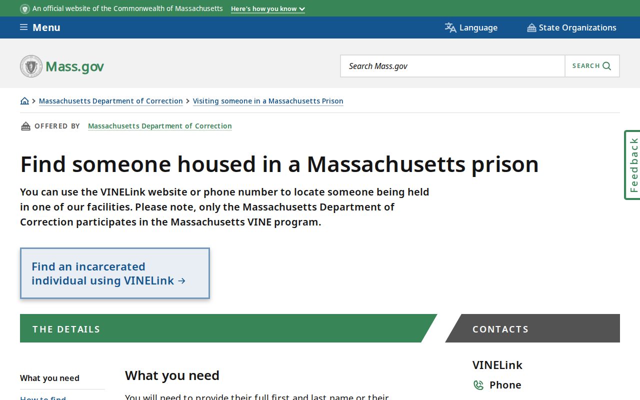 Brookline residents directory Massachusetts DOC locator instructions