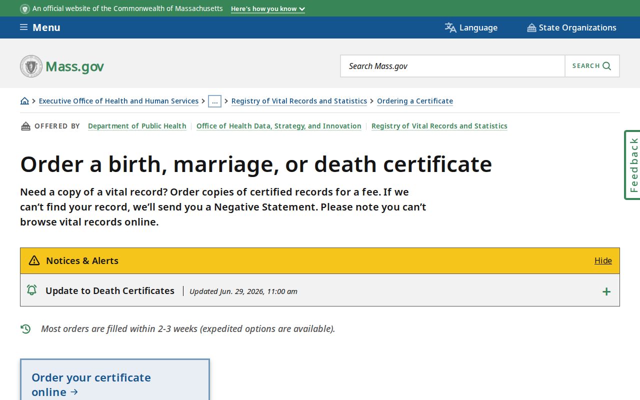 Brookline residents directory Massachusetts vital certificate ordering guidance